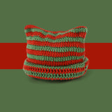 Women’s Knitted Wool Beanie – Striped Devil Horn Style