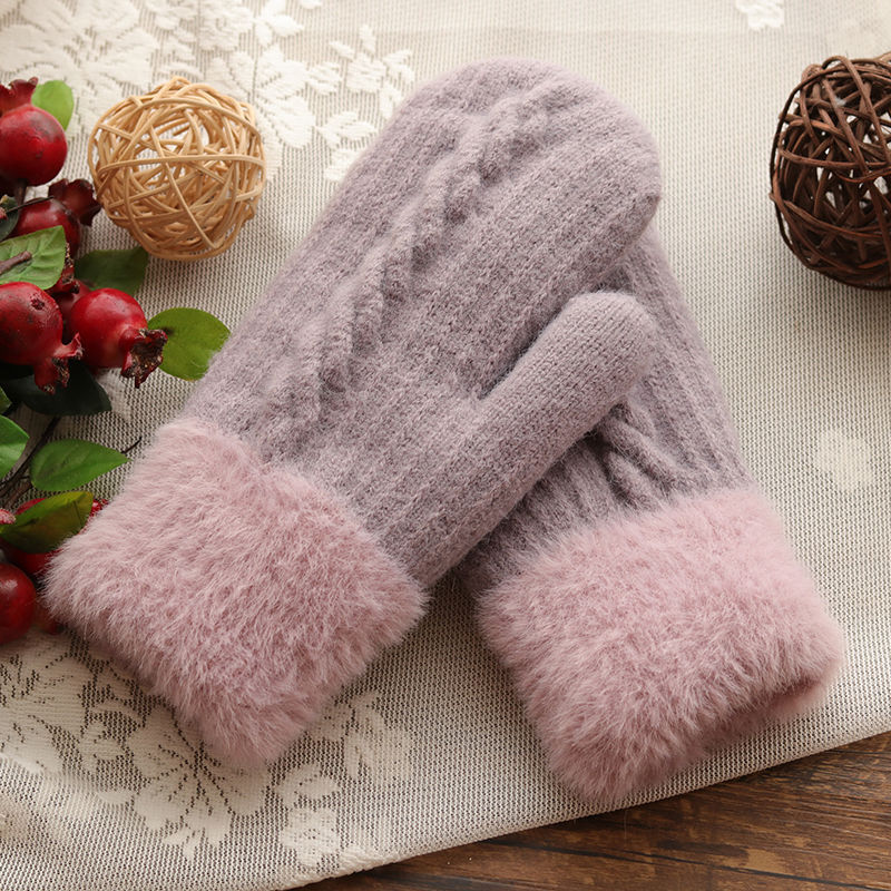 Women’s Velvet Winter Mittens – Cute Warm Riding Gloves