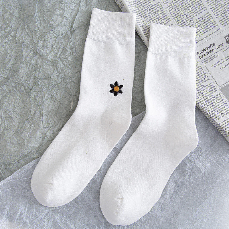 Stars & Moon Embroidered JK Socks – High-Top Cotton Tide Stockings