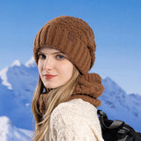 Women’s Knitted Hat & Scarf Set – Winter Warm Earmuff Beanie
