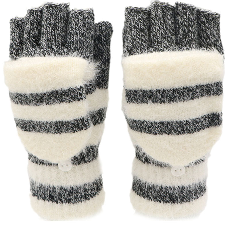 Flip Half Finger Knitted Gloves – Warm Wool-Blend Winter Design