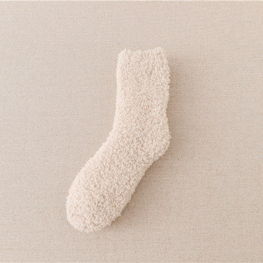 Sleeping Socks Home Women’s Coral Fleece Striped Mid-Calf Length Comfortable Socks