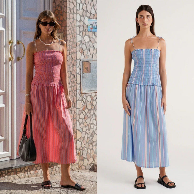Women's Casual Sleeveless Printed Long Sling Dress