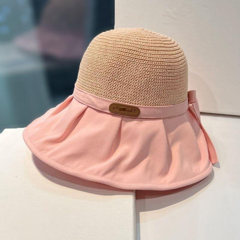 Women’s Bow Straw Sun Hat – Wide Brim UV Protection