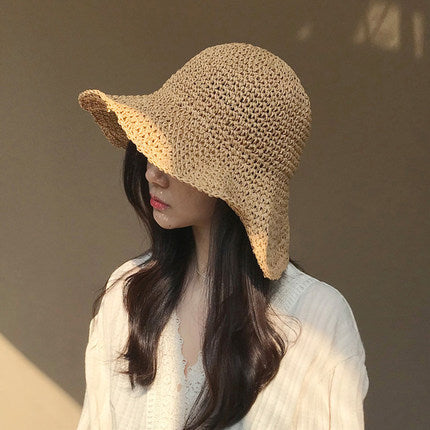 Women’s Raffia Straw Fisherman Hat – Summer Wide Brim Sun Hat