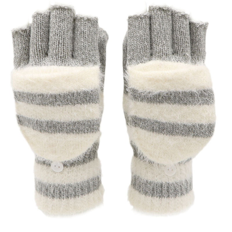 Flip Half Finger Knitted Gloves – Warm Wool-Blend Winter Design