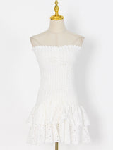 Y2K Tube Top Pleated Dress – Summer Beach Party A-line Mini Dress