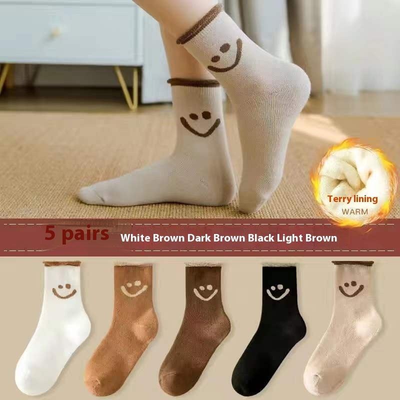 Women’s Winter Mid-Calf Socks – Thick Warm 5-Pair Set