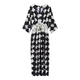HIA diamond print twist-front dress — garment front detail
