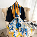 Large Floral Silk Scarf – 90×180 cm (RUNMEIFA)