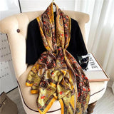 Large Floral Silk Scarf – 90×180 cm (RUNMEIFA)