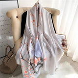 Large Floral Silk Scarf – 90×180 cm (RUNMEIFA)