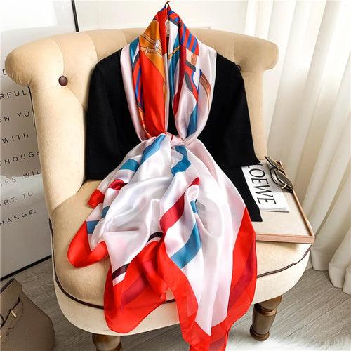 Large Floral Silk Scarf – 90×180 cm (RUNMEIFA)