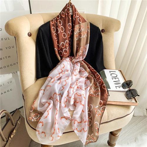 Large Floral Silk Scarf – 90×180 cm (RUNMEIFA)