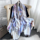 Large Floral Silk Scarf – 90×180 cm (RUNMEIFA)