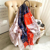 Large Floral Silk Scarf – 90×180 cm (RUNMEIFA)