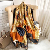 Large Floral Silk Scarf – 90×180 cm (RUNMEIFA)