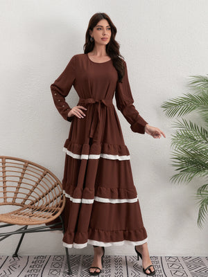 Contrast-Trim Tiered Long Dress — product image 2 | HIA