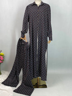 Patterned longline shirt and coordinating trousers by HIA — view 16
