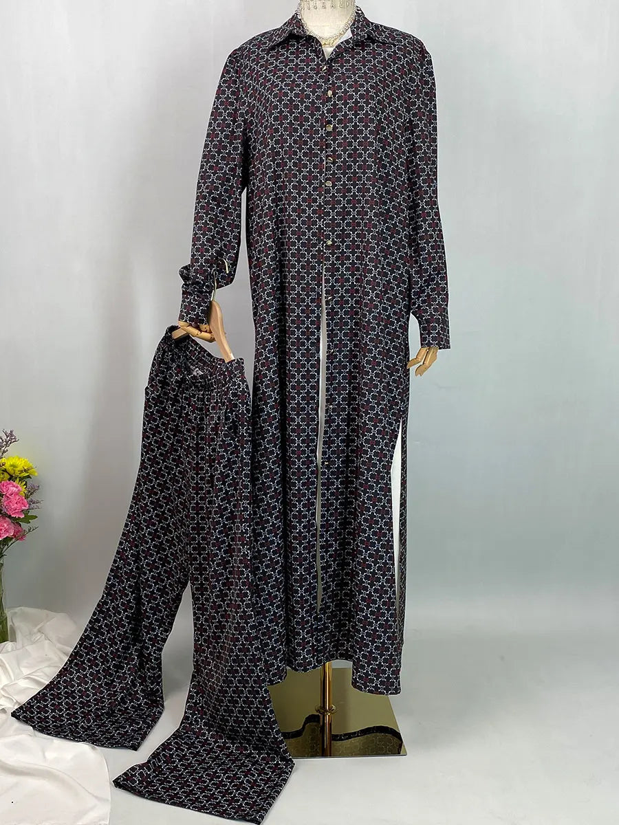 Patterned longline shirt and coordinating trousers by HIA — view 16