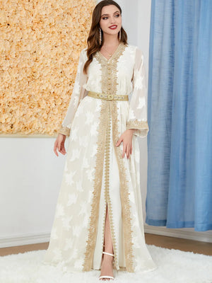 HIA Gilded Floral Abaya & Dress Set — Light blue alternate view