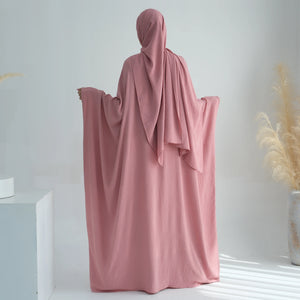 Dusty pink batwing abaya back view