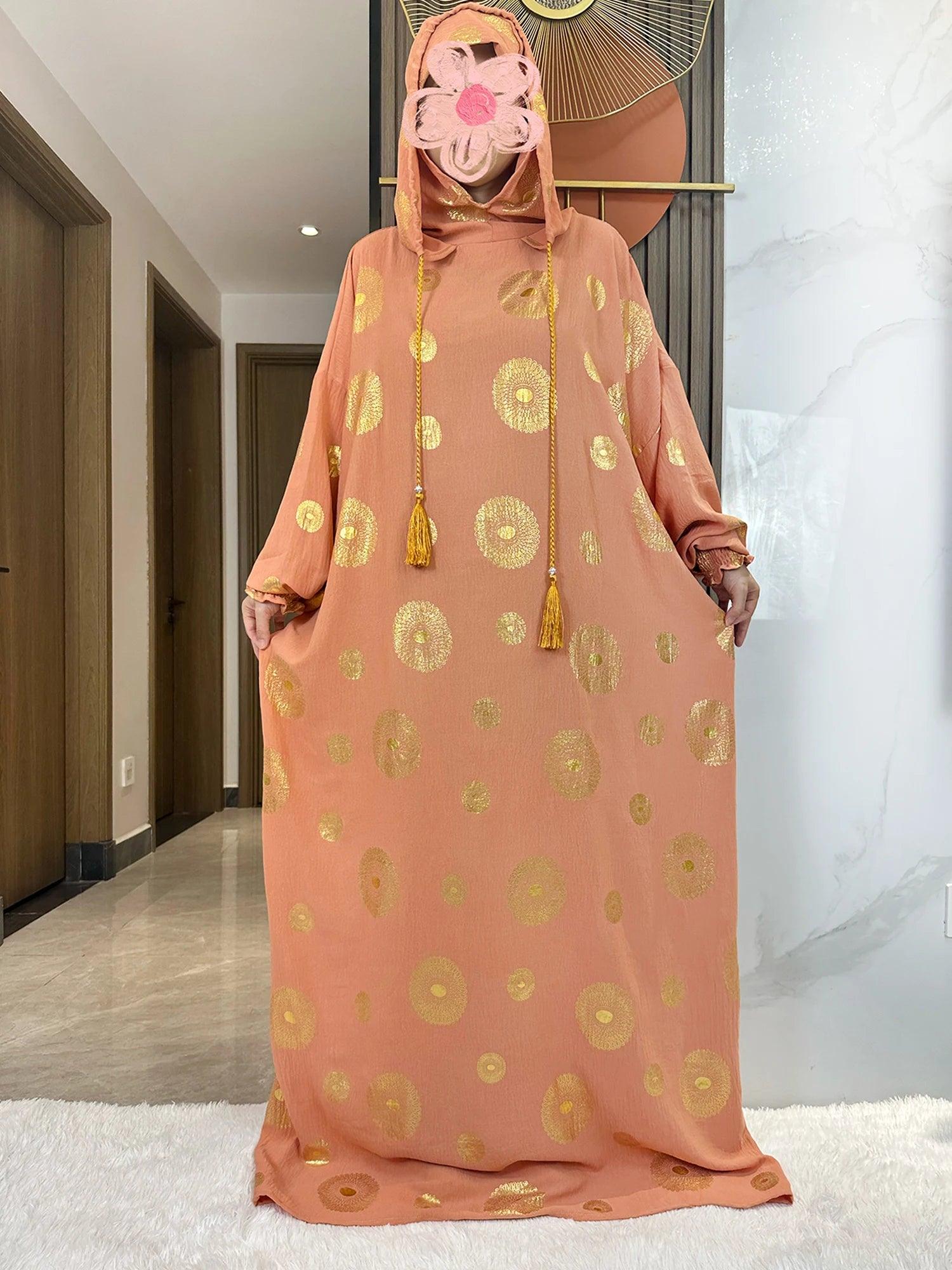 Gold Dust Two-Hat Cotton Abaya – Shimmering Prayer Kaftan