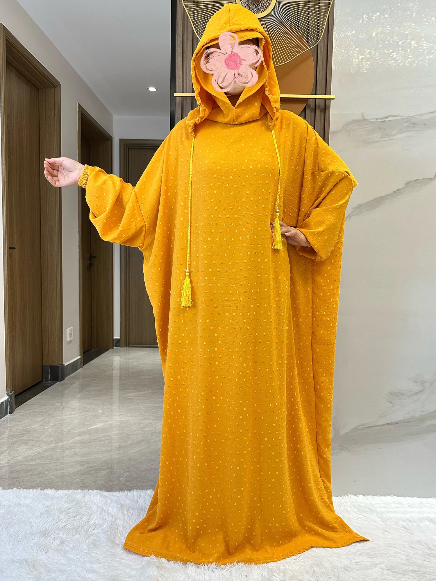 Two-Hat Cotton Abaya – Solid Ramadan Prayer Kaftan