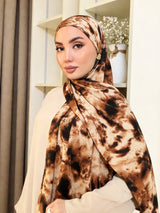 HIA Statement Print Chiffon Hijab — scarf styling and fabric detail, view 8