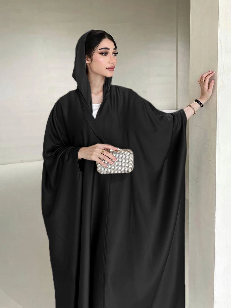 Black Satin-Finish Batwing Abaya — product image 1 | HIA