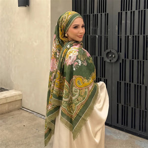 HIA Floral Paisley Satin Scarf — product view 1; scarf only