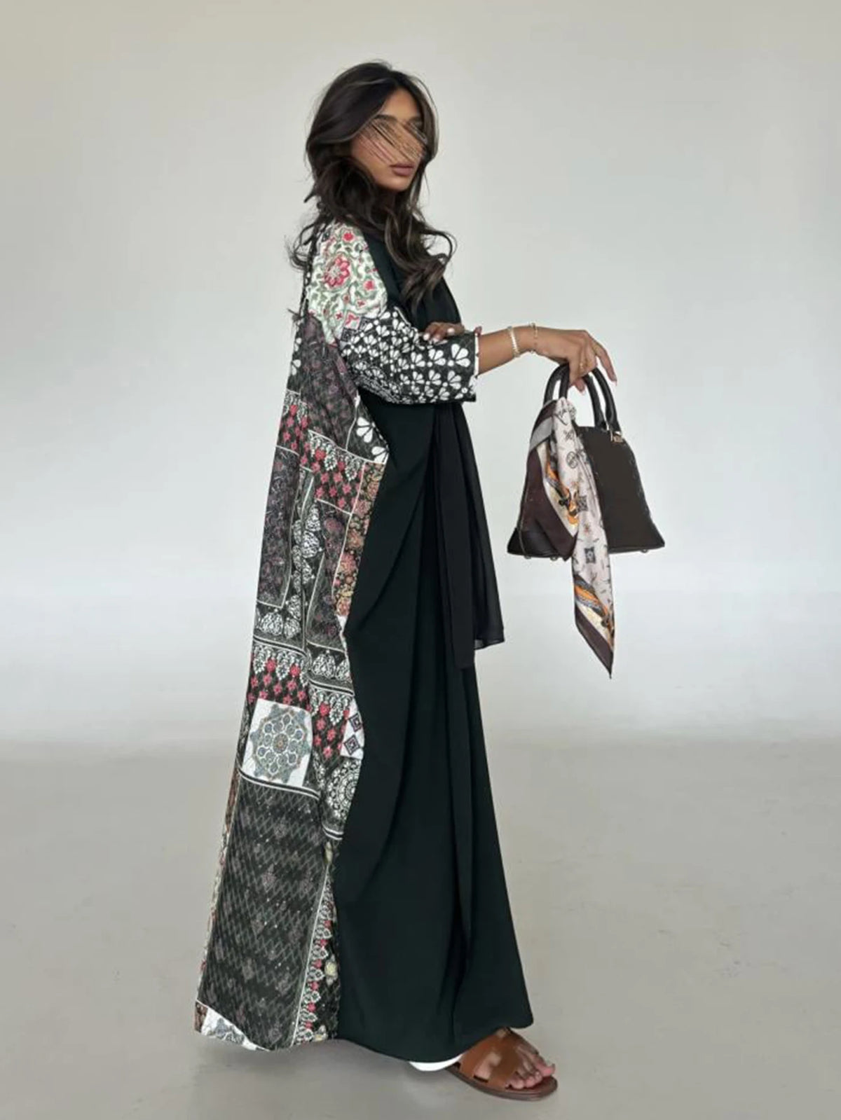Patchwork-Print Open Abaya — product image 5 | HIA