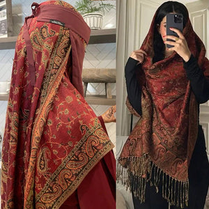 Paisley Border Fringe Shawl — product image 3 | HIA