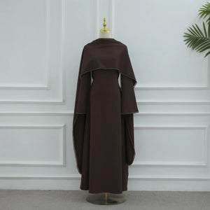 Pearl-Trim Cape Maxi Dress — Light Green styled view