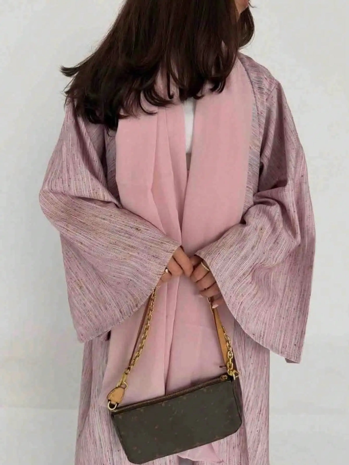 HIA Rose Texture Open Abaya and Hijab Set — product view 5