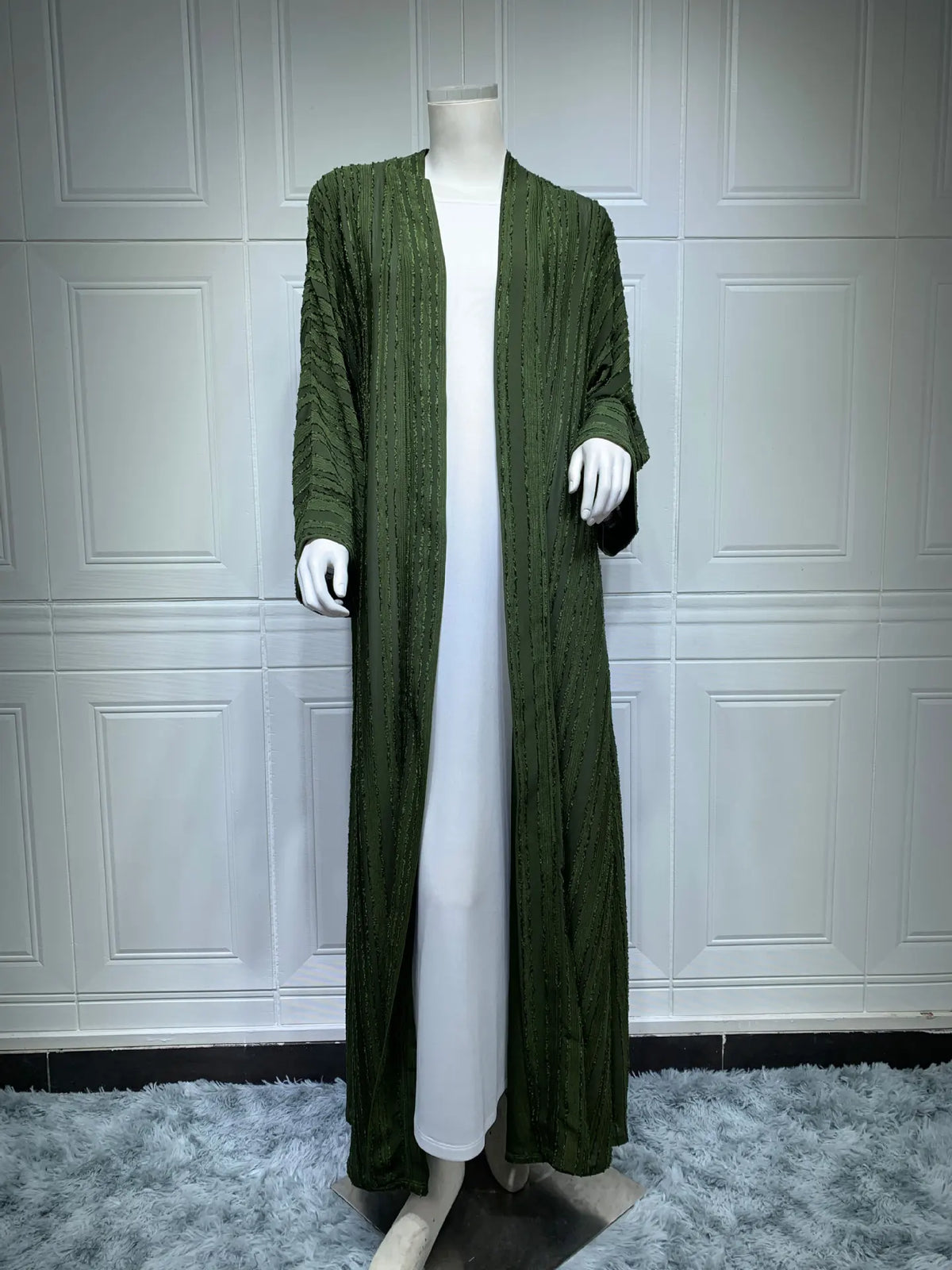 Textured Stripe Open Abaya | HIA