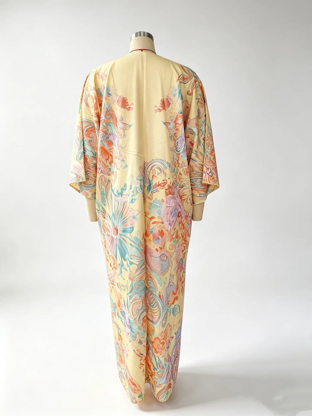 HIA pastel paisley V-neck kaftan — Pink full front view