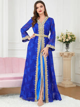 HIA Gilded Floral Abaya & Dress Set — Ivory full-length view