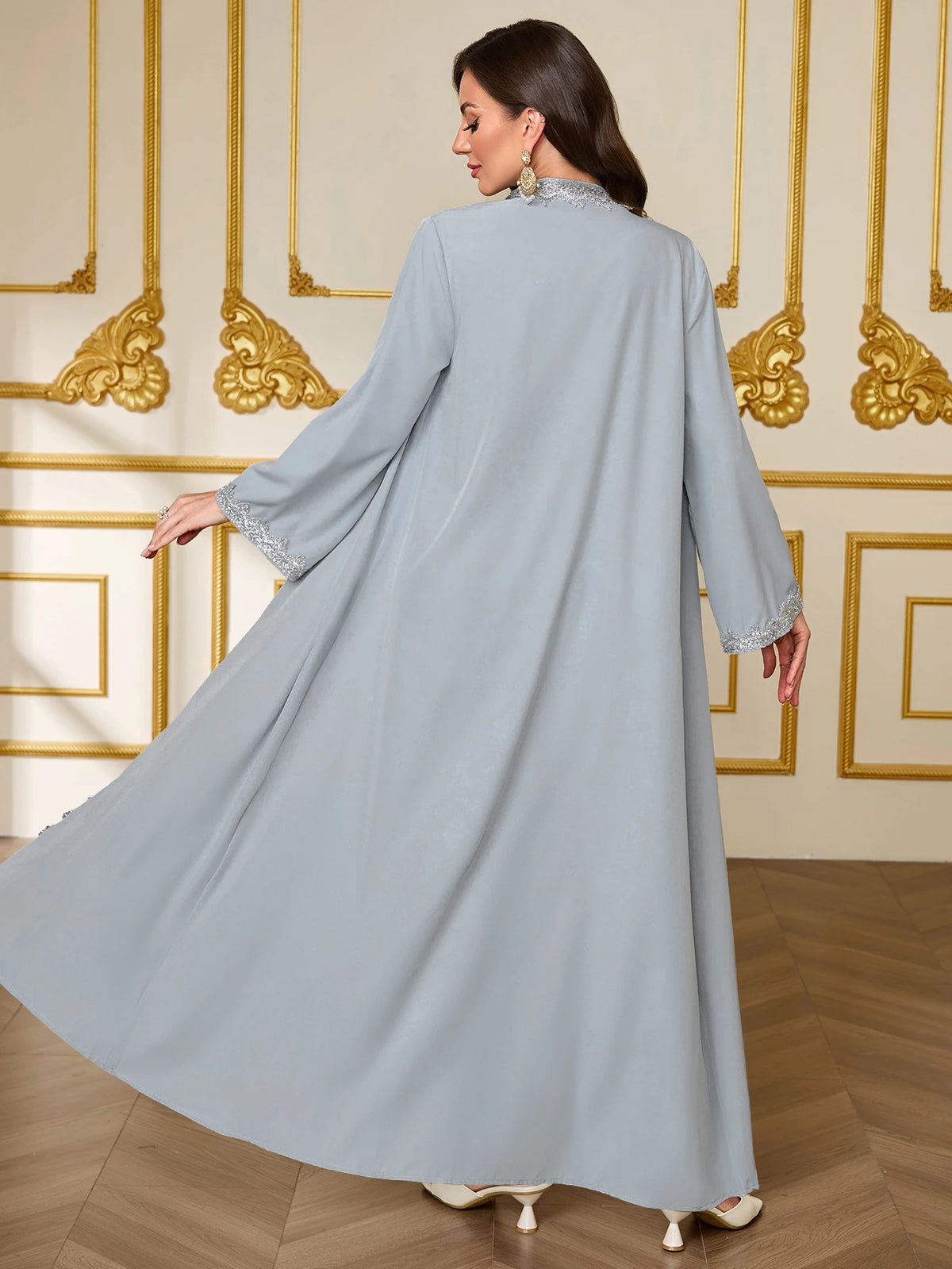 Lace-Trim Abaya & Dress Set | HIA