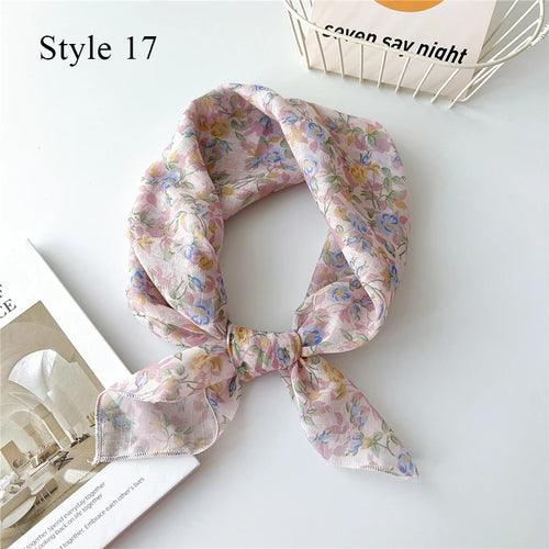 Floral Cotton Linen Square Scarf – 55×55 cm