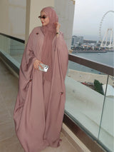 HIA dusty rose embellished batwing abaya – front view