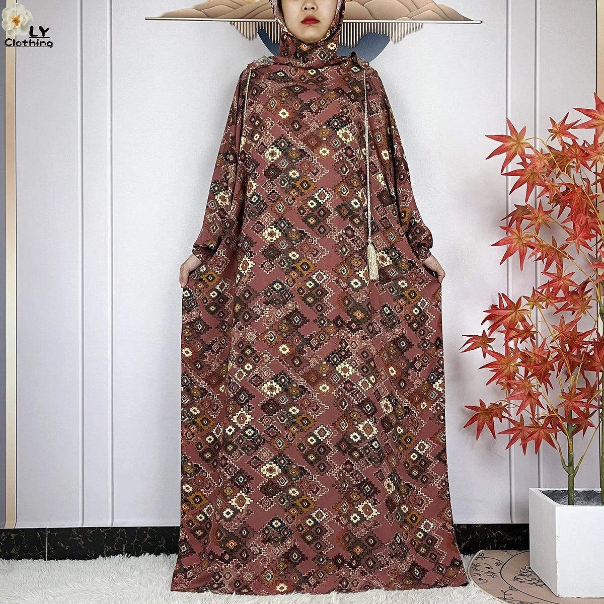 Patterned Hooded Prayer Dress in Print 04 — HIA