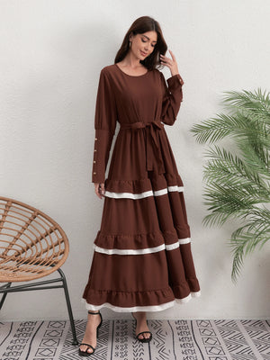 Contrast-Trim Tiered Long Dress — product image 6 | HIA
