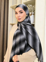 HIA Statement Print Chiffon Hijab — scarf styling and fabric detail, view 9