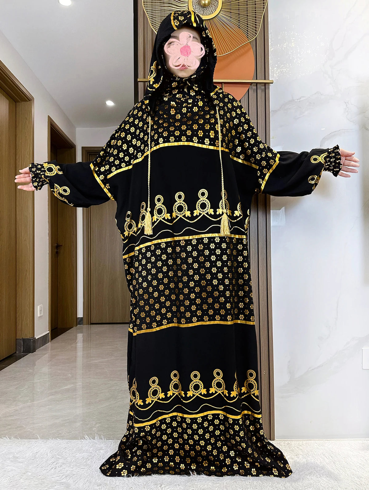 Ornate Gold-Print Prayer Dress | HIA