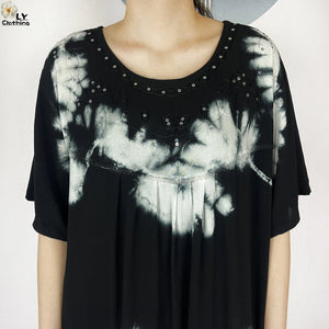 Botanical-print dress neckline and decorative detail in Black & White