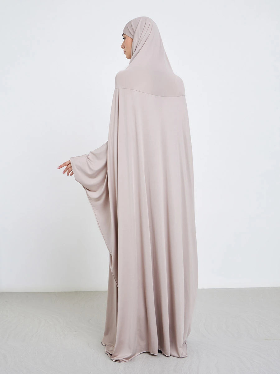 HIA classic hooded prayer dress in grey – back view