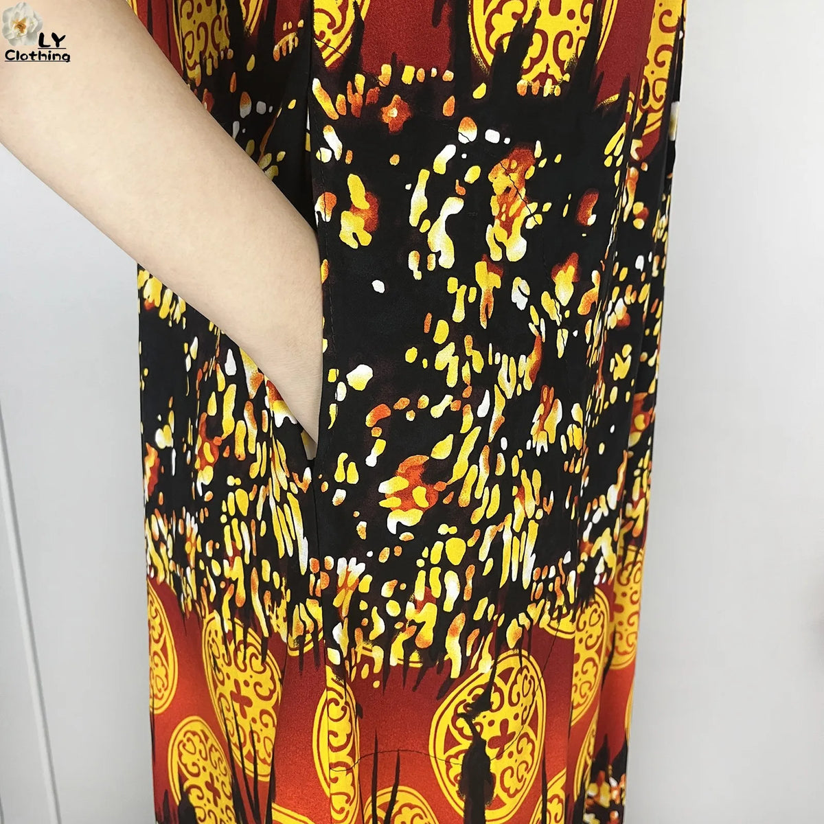 Ornamental Print Dress & Scarf Set | HIA