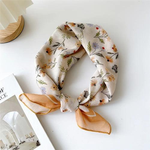 Floral Cotton Linen Square Scarf – 55×55 cm