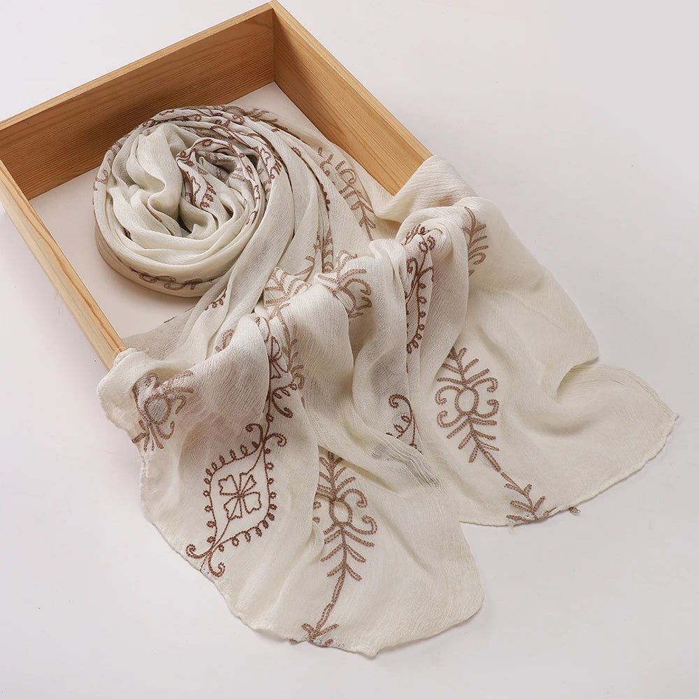 HIA Ornamental Crinkle Hijab — scarf styling and fabric detail, view 8